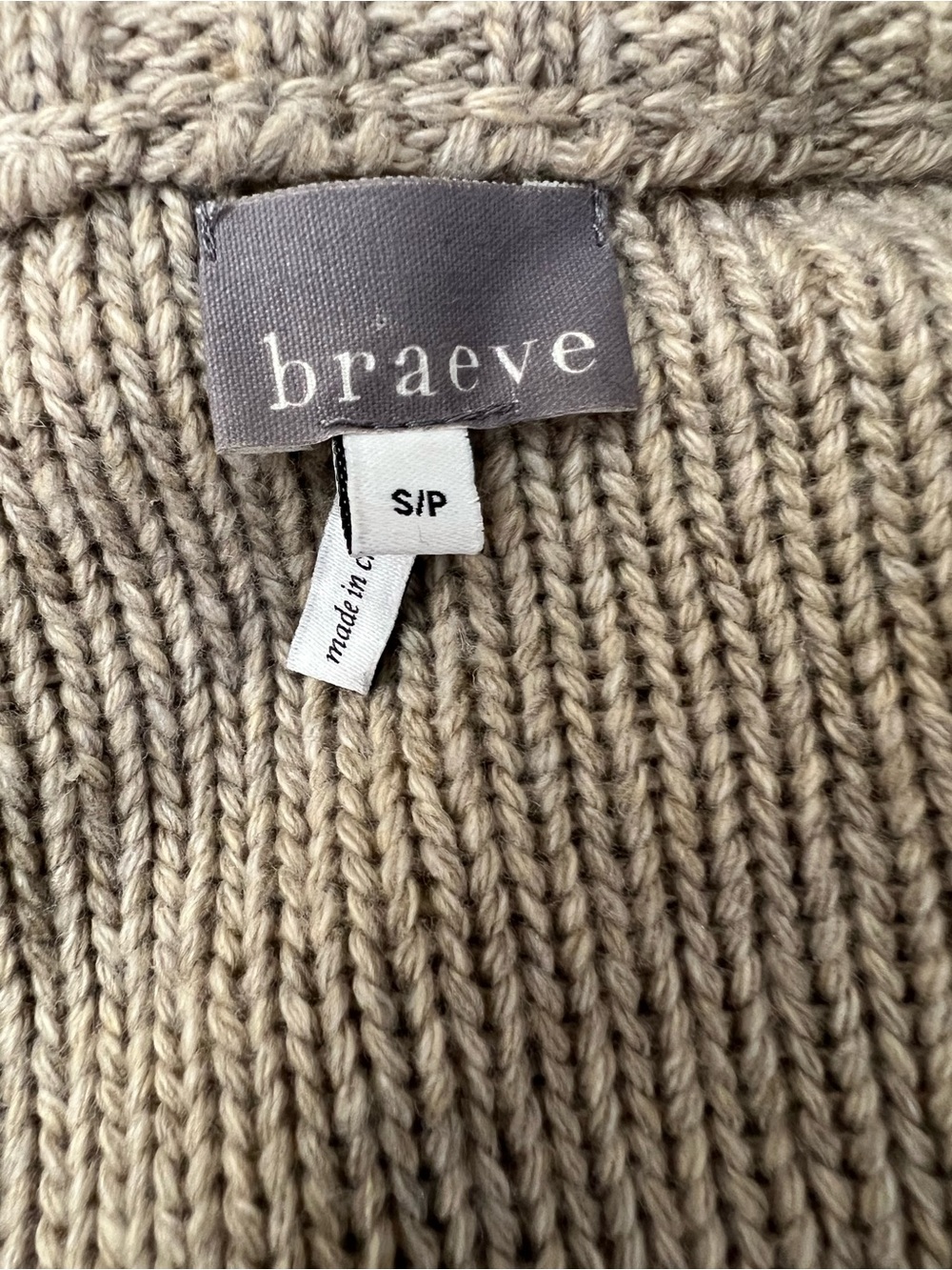 Braeve Women’s Size Small/ P Long Sleeve Open Front Pockets Cardigan Beige - Picture 11 of 14
